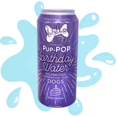 The Lazy Dog Pup-Pop Birthday Water Vanilla Cake Flavor 15.5oz (Clearance $3.49)