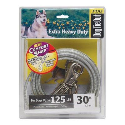 Boss Pet Tie Out Cable with Shock Spring For Dogs To 125lbs 30ft