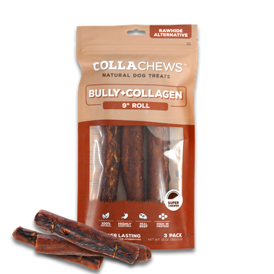 Collachews Bully + Collagen Roll 9&quot;