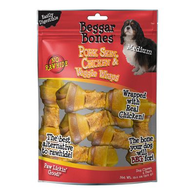 Savory Prime Beggar Bones No Rawhide Wrapped Bones M 6pk (Clearance $19.99)