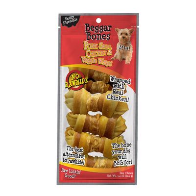 Savory Prime Beggar Bones No Rawhide Wrapped Mini Bones 4.3oz (Clearance $7.99)