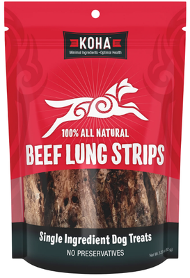 Koha 100% Natural Beef Lung Strips 3.25oz (Clearance $11.99)