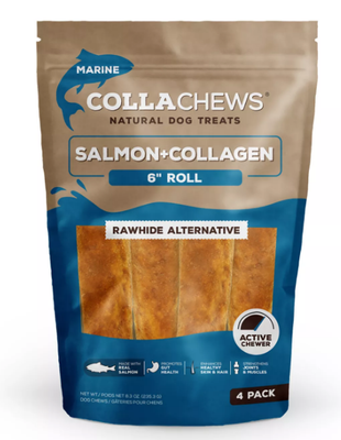 Collachews Salmon + Collagen 6&quot; Roll 4pk