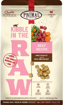 Primal Cat Kibble In The Raw Beef 4lb