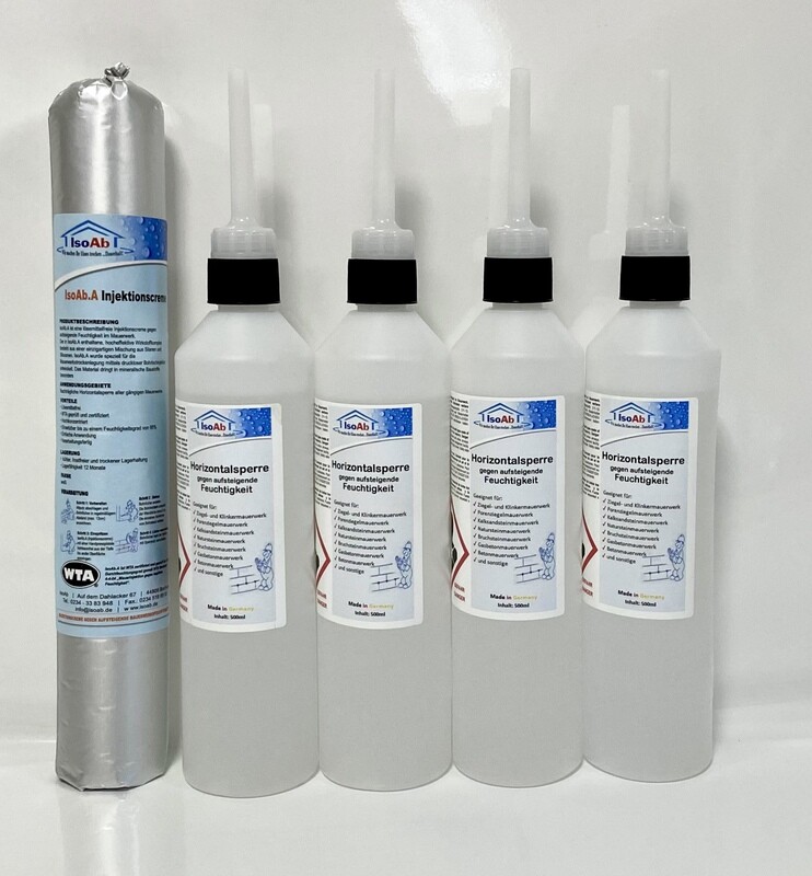 1x 600ml IsoAb Injektionscreme & 4x 500ml Hydrophobierung Horizontalsperre set