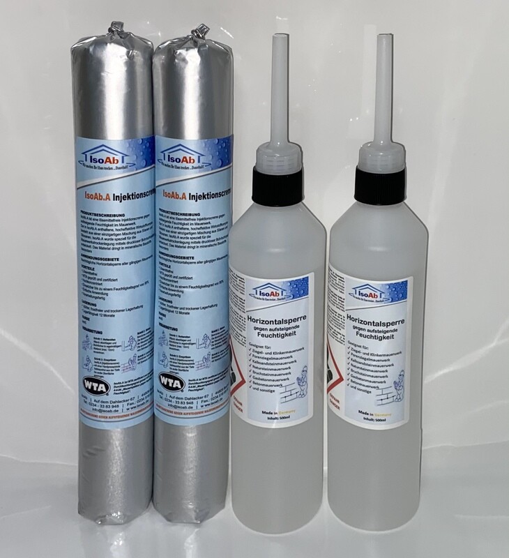 2x 600ml IsoAb Injektionscreme & 2x 500ml Hydrophobierung Horizontalsperre set