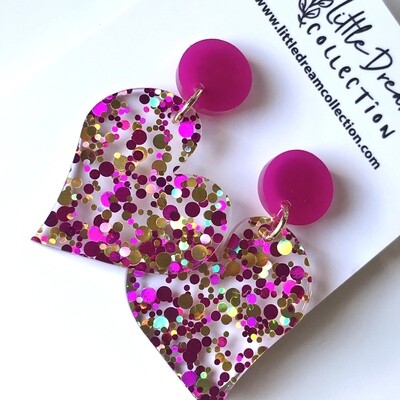 Confetti glitter heart earrings