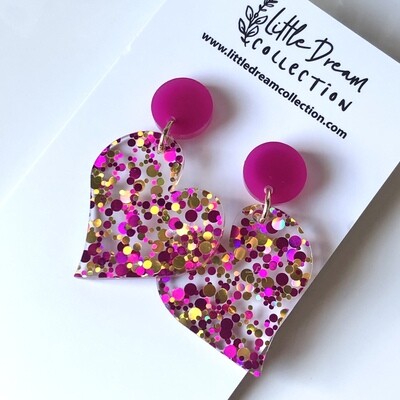 Confetti glitter heart earrings