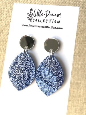 Blue Glitter Acrylic Earrings