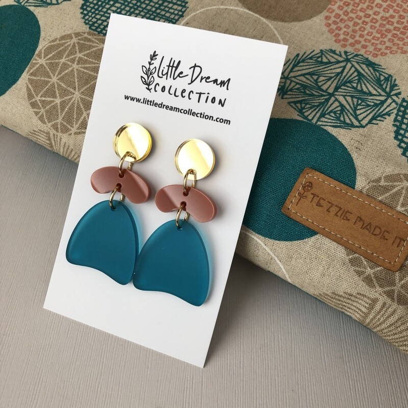 Teal dangle earrings