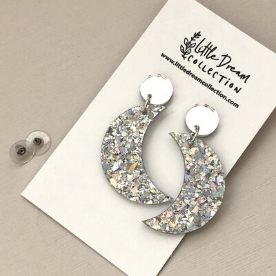 Moon earrings - silver shards