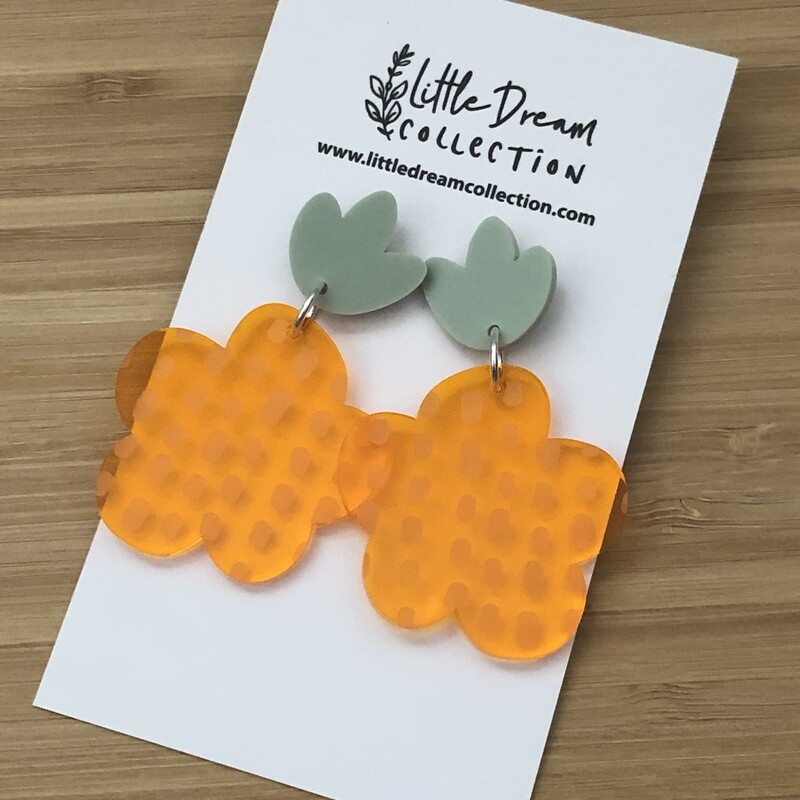 Orange Transparent Flower Earrings