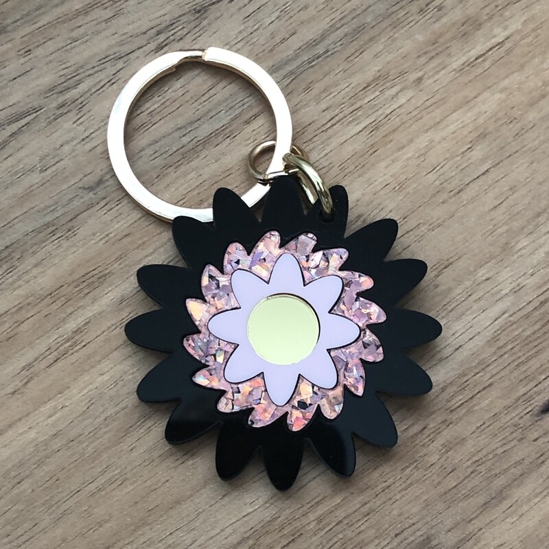 Glitter Flower Keychain