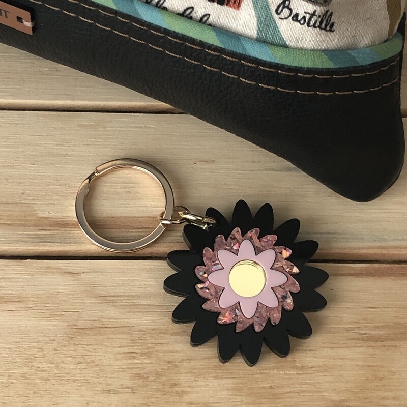 Glitter Flower Keychain