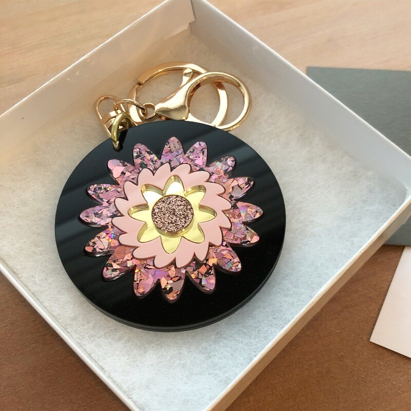 Glitter Mandala Keychain