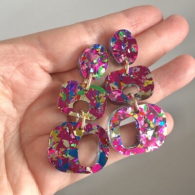 Rainbow chunky acrylic earrings
