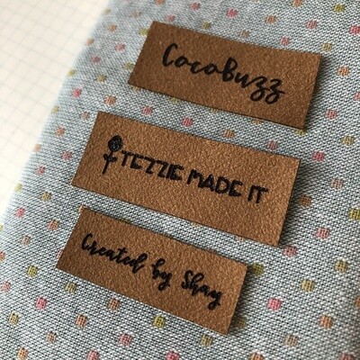 Faux Suede Sew on Labels for handmade projects