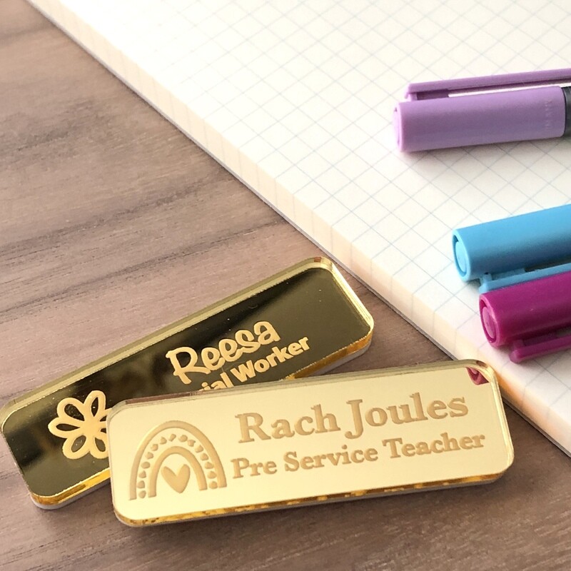 Custom  Mirror Name Badge