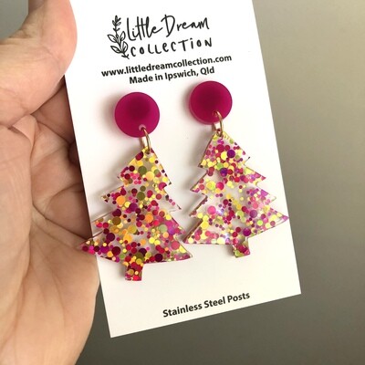 Pink Gold Dotty Christmas trees