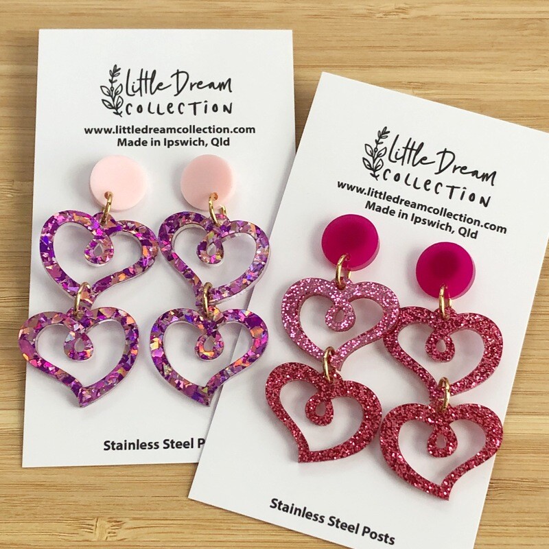 Glitter Heart Earrings