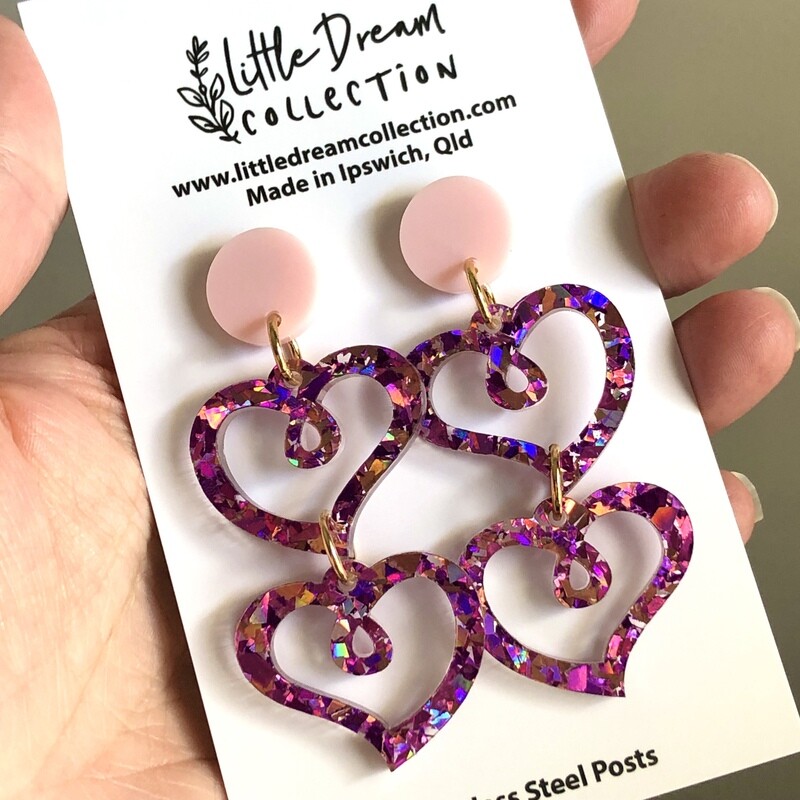 Glitter Heart Earrings