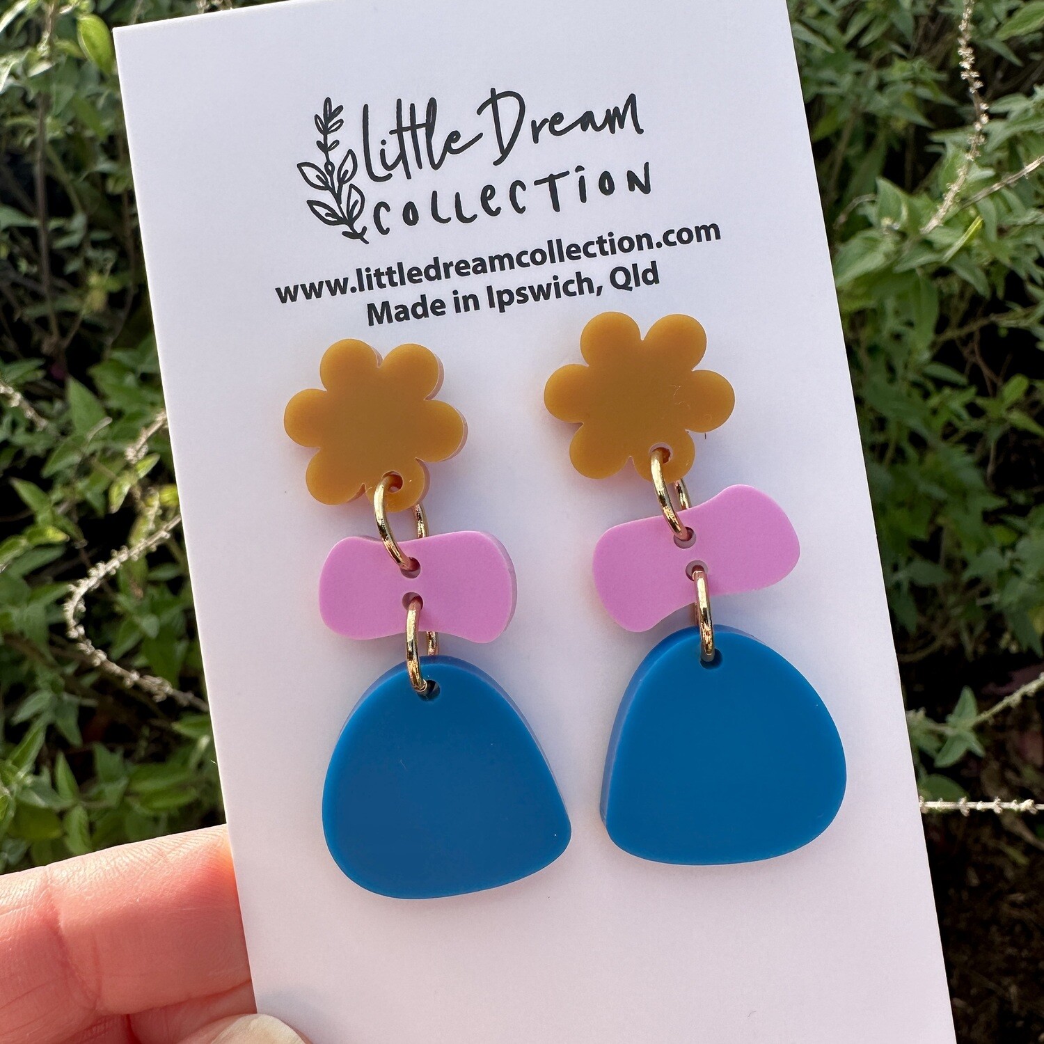 Blue and Mustard Earrings