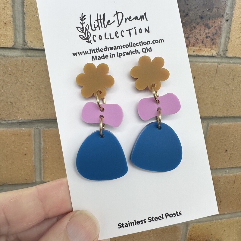 Blue and Mustard Earrings
