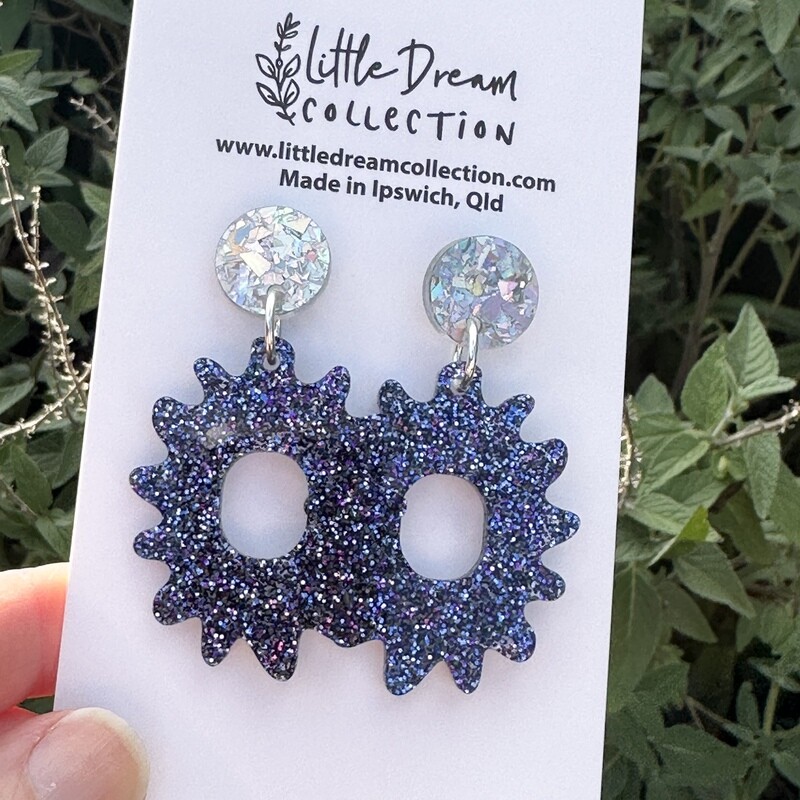 Blue Glitter Dangles