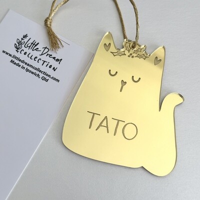 Cat  Bauble with holly