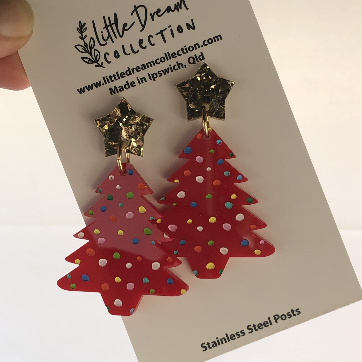 Red dotty Christmas trees