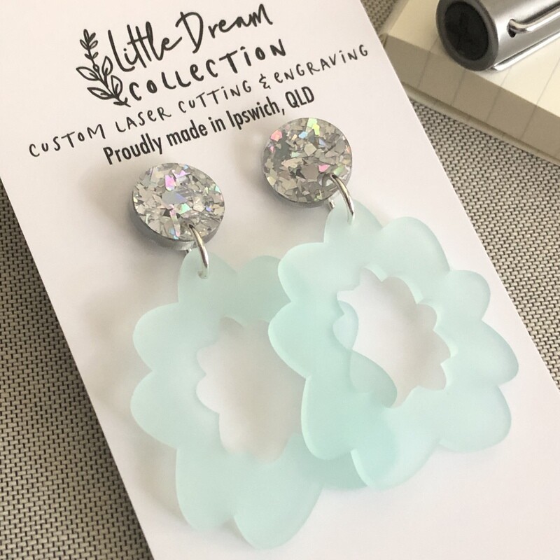 Frosted Mint Flower Earrings