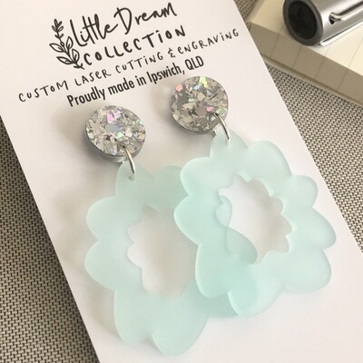 Frosted Mint Flower Earrings