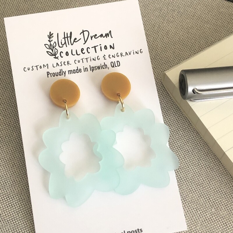 Frosted Mint Flower Earrings