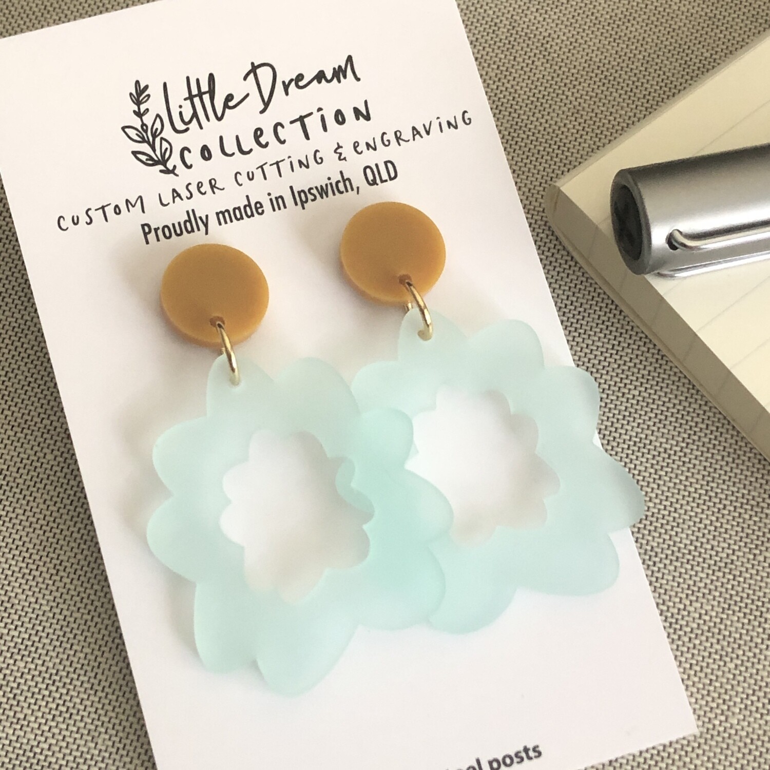 Frosted Mint Flower Earrings