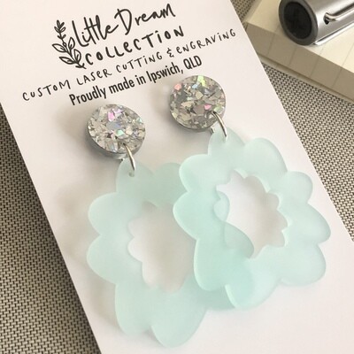 Frosted Mint Flower Earrings