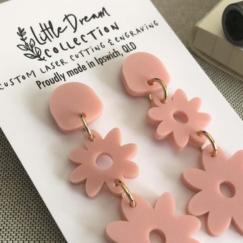Pink Daisy Acrylic Dangles