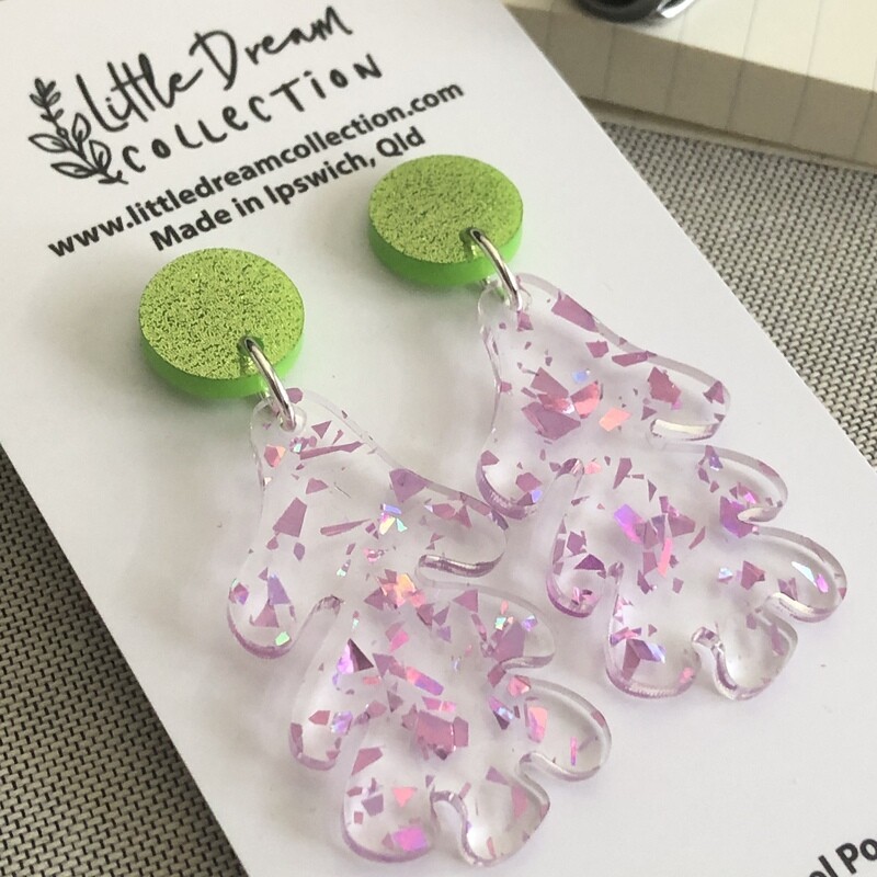 Pink shard coral earrings