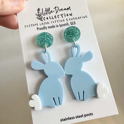 New Easter Bunny Earrings - Blue and Patterned