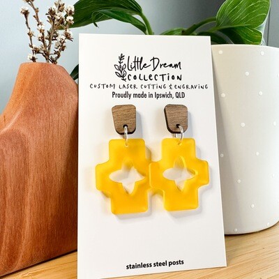 Frosted Orange Cross Earrings