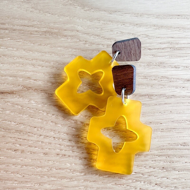 Frosted Orange Cross Earrings