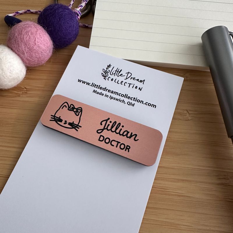 Personalised Rose Gold Metallic Name Badge