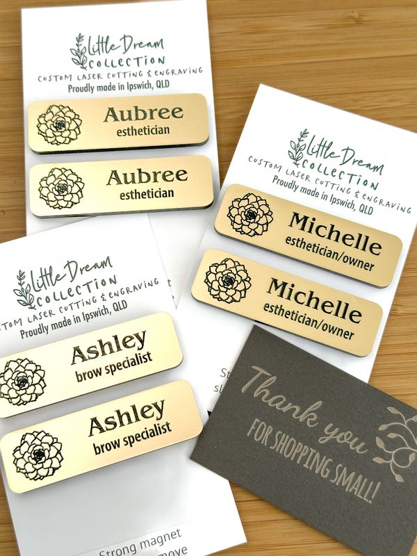 Custom Name Badge GOLD Metallic