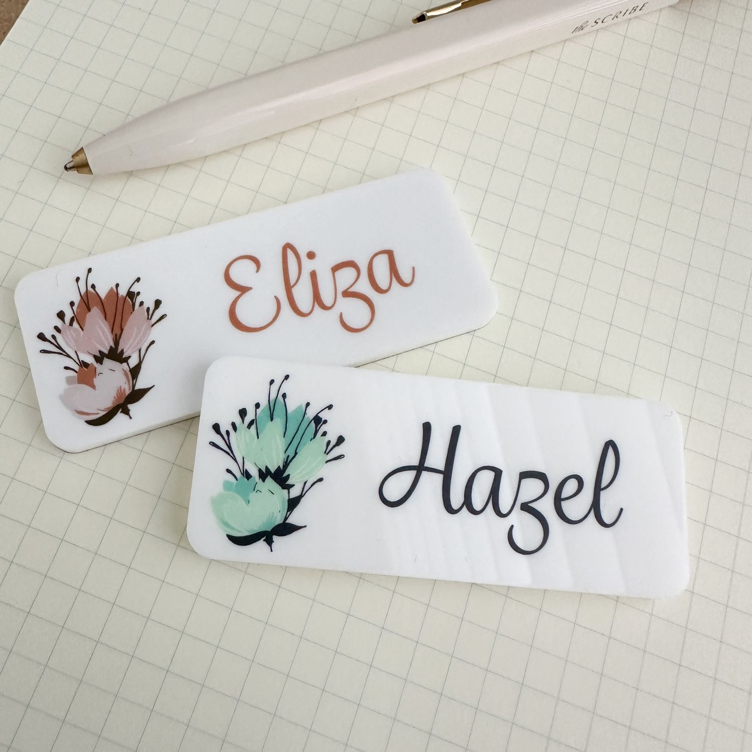 Personalised Name Badge Flower 1