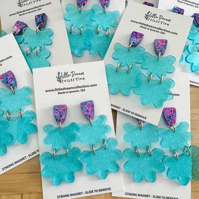 Jelly Blue Glitter Acrylic Earrings