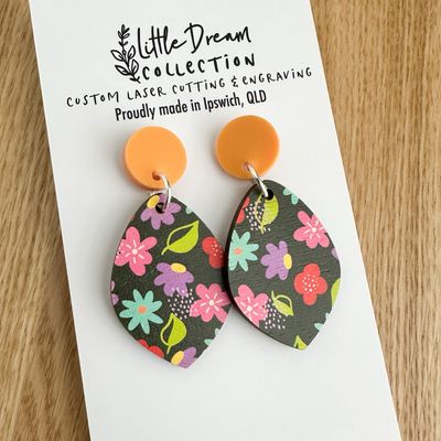 Flower print Teardrop Earrings