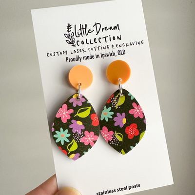 Flower print Teardrop Earrings