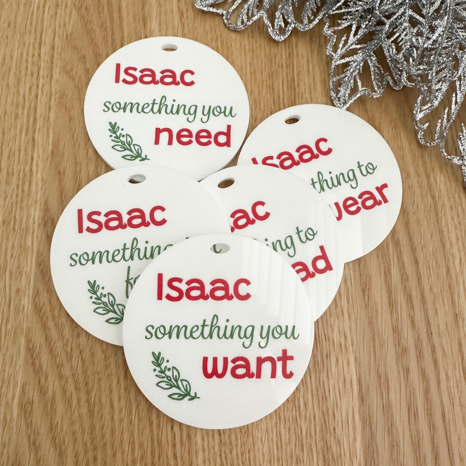 Personalised Christmas Need, Want, Read, Wear Tags