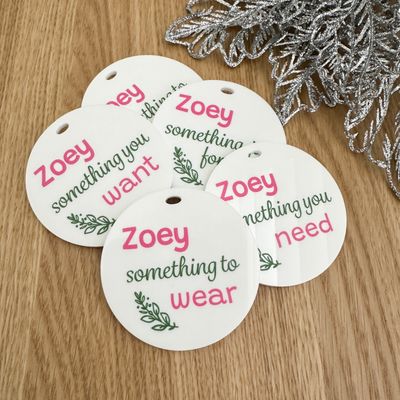 Personalised Christmas Need, Want, Read, Wear Tags