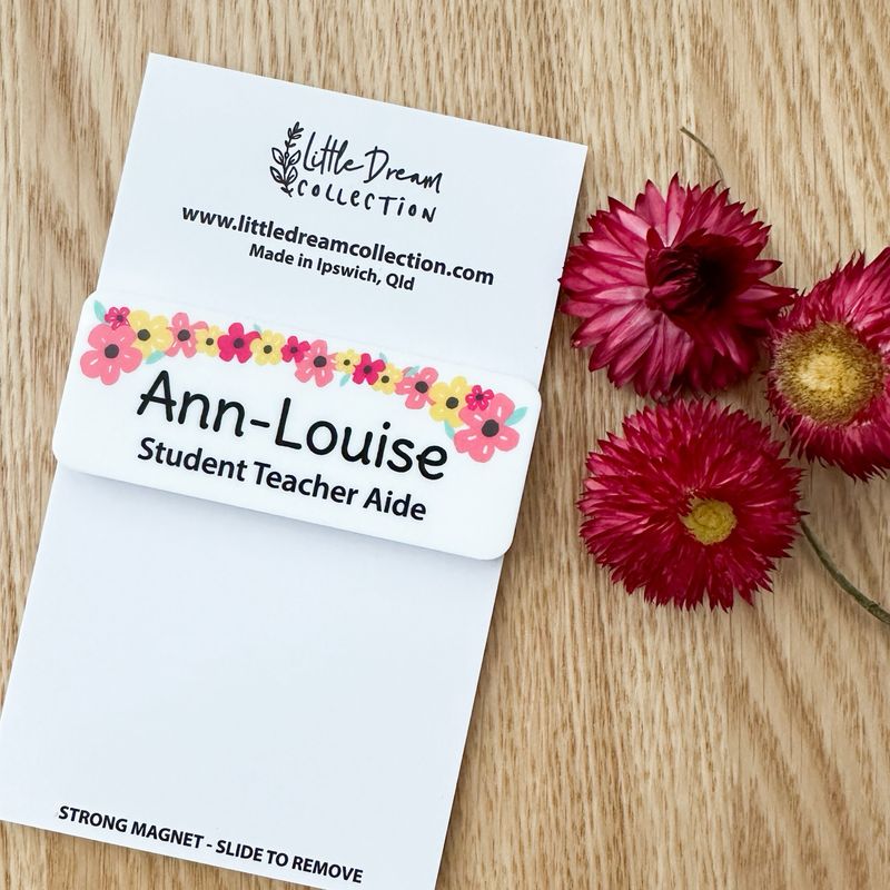 Personalised Name Badge Flower Design 2
