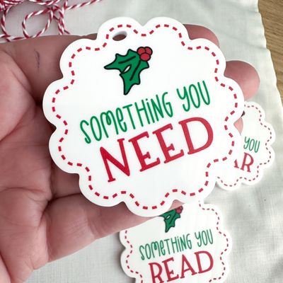 Red and Green Christmas Need, Want, Read, Wear Tags